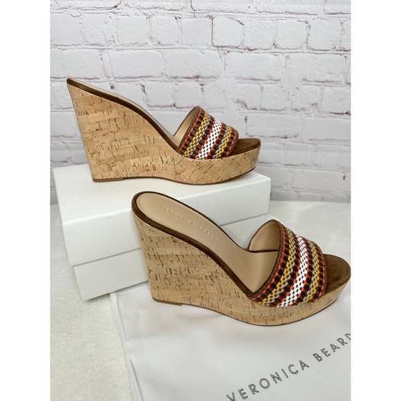 NEW Veronica Beard Dali Multi Woven Cork Wedge Sandals Womens 10.5M Box Dust Bag - Picture 4 of 12
